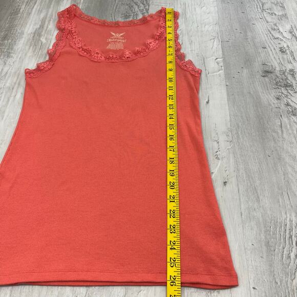 Faded Glory Coral Lace Trim Y2K Style Baby Doll Feminine Fairy Whimsy Tank Top - Picture 8 of 8